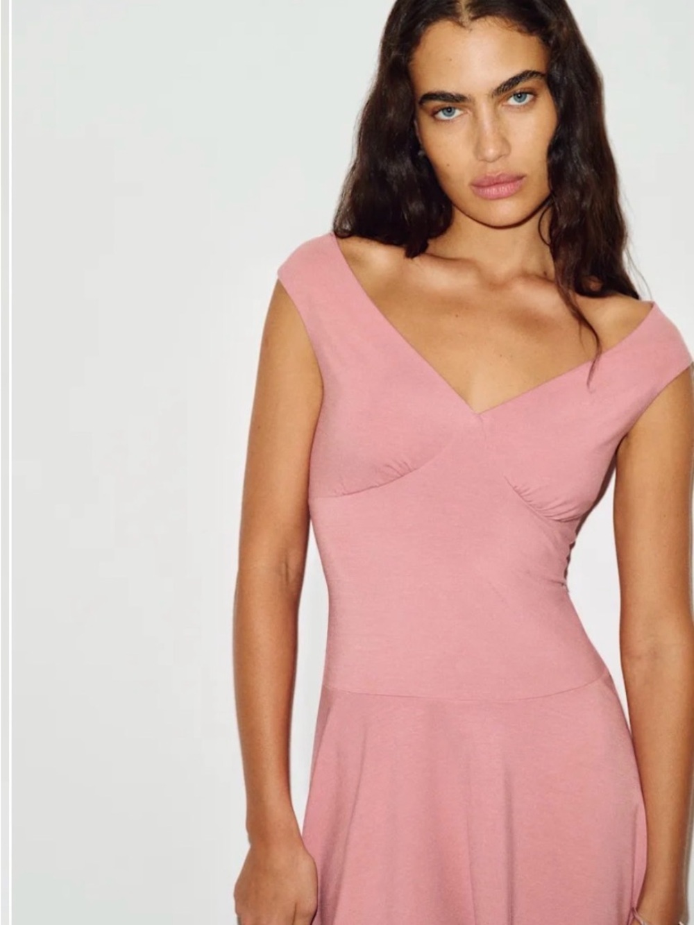 Reformation Dusty Pink V-Neck Cap Sleeve Mini Dress